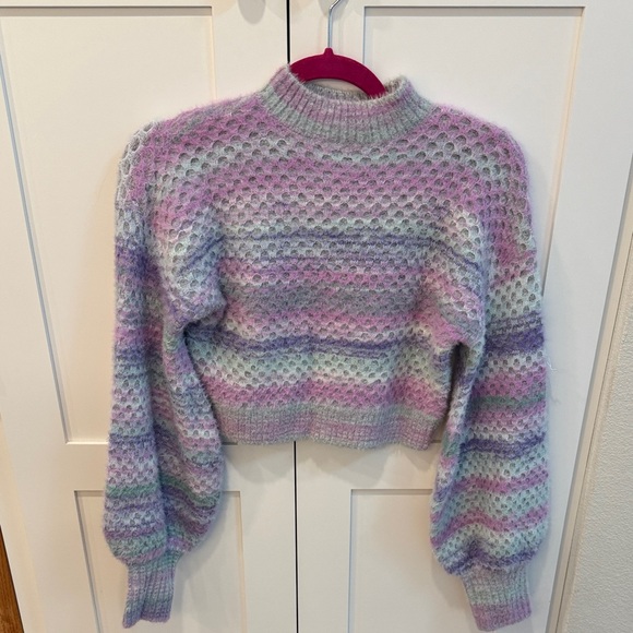 For Love And Lemons Multicolor Knit Cropped Sweater - Picture 1 of 3